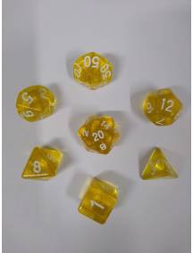 8036 Kit 7 dados de RPG Translucido Amarelo