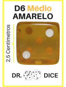 D6 Médio - Dados de 6 lados 25mm Amarelo Translucido - Dr. Dice