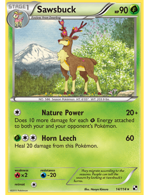 Card Sawsbuck 14/114 da coleção Black & White