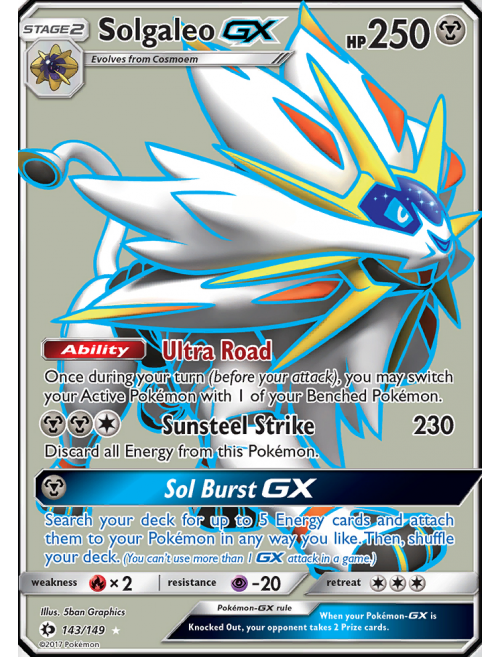 Carta Pokémon Lendário Solgaleo GX Sol e Lua