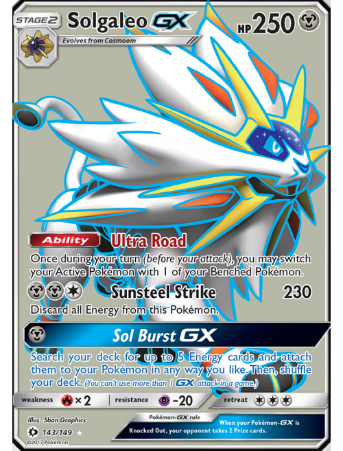 Carta Pokémon Lendário Solgaleo Gx Rainbow Sol E Lua