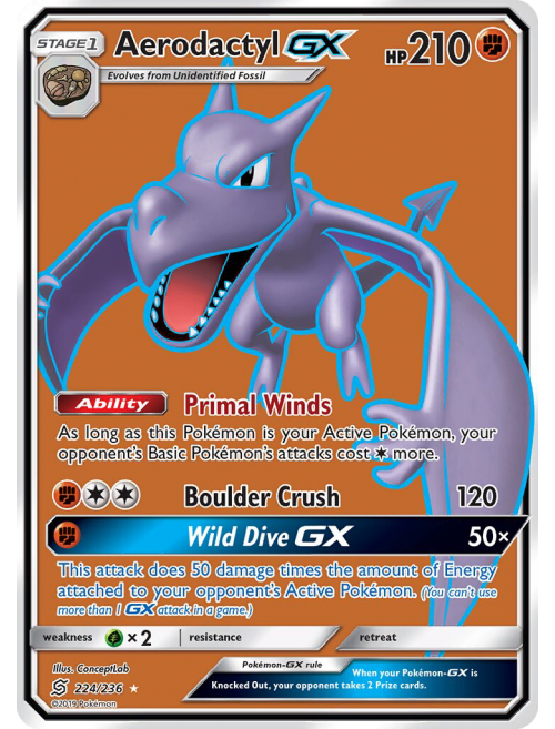 Card Aerodactyl-GX 224/236 da coleção Unified Minds