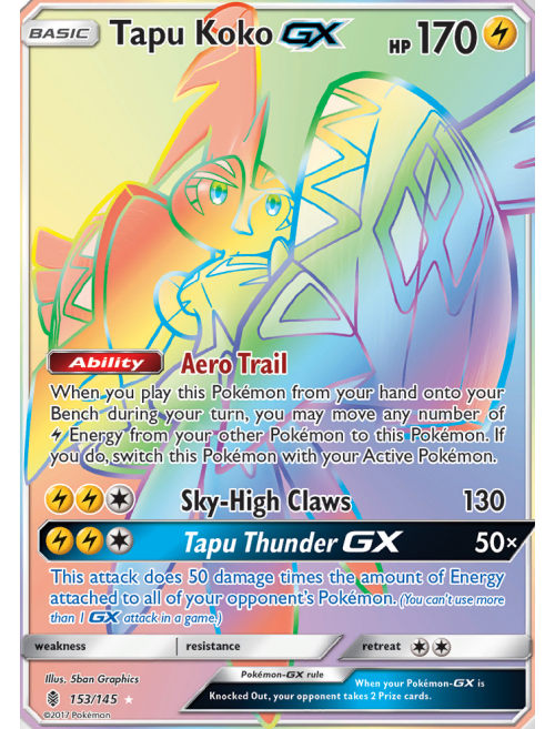 Card Tapu Koko-GX 153/145 da coleção Guardians Rising