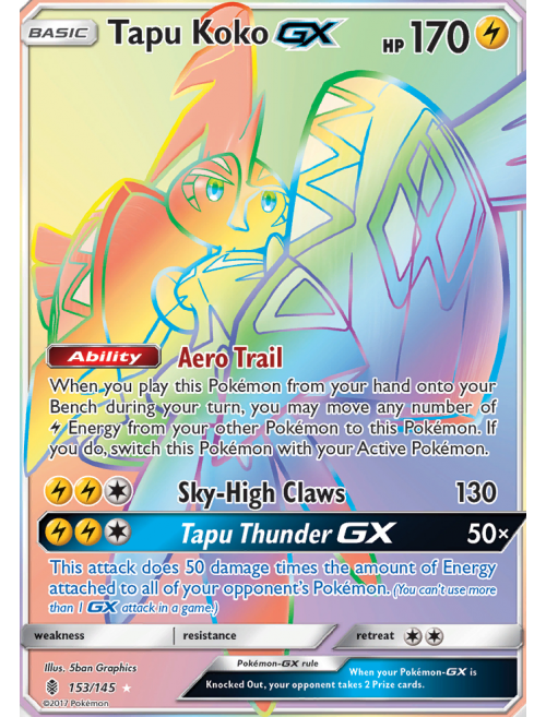 Carta Pokémon Lendário Tapu Koko GX Guardiões Ascendentes