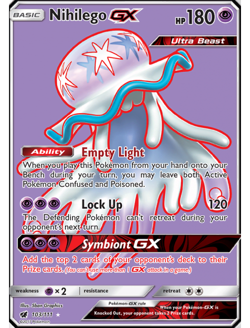 Card Nihilego-GX 103/111 da coleção Crimson Invasion