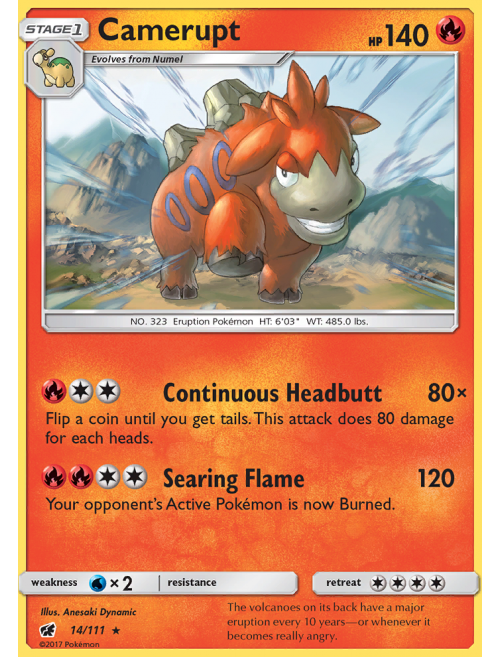 Camerupt (carta rara tipo fogo) - Pokémon TCG Cards (original em português)