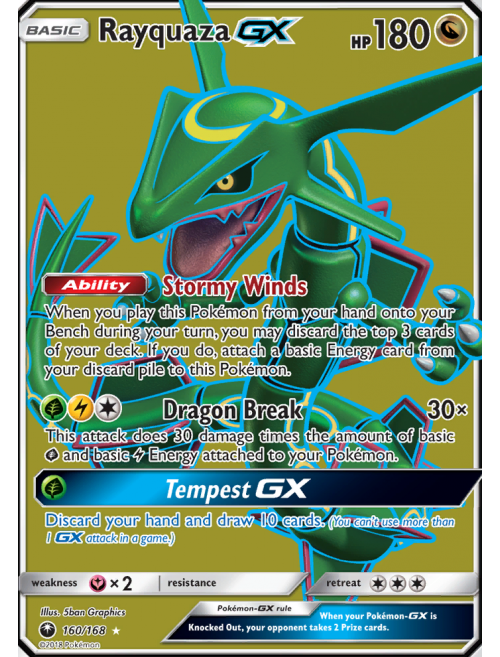 Carta Pokemon Rayquaza Gx (109/168) Lendário Dragão