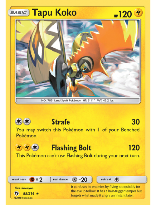 Card Tapu Koko 85/214 da coleção Lost Thunder