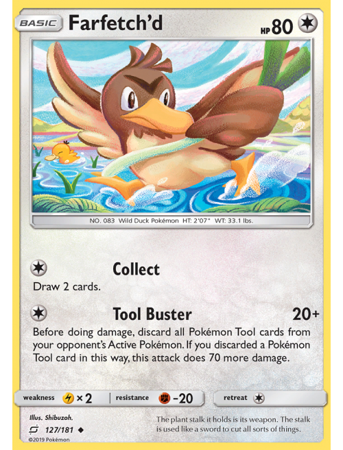 Card Farfetch'd 127/181 da coleção Team Up