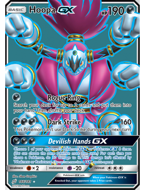 Card Hoopa-GX 166/181 da coleção Team Up