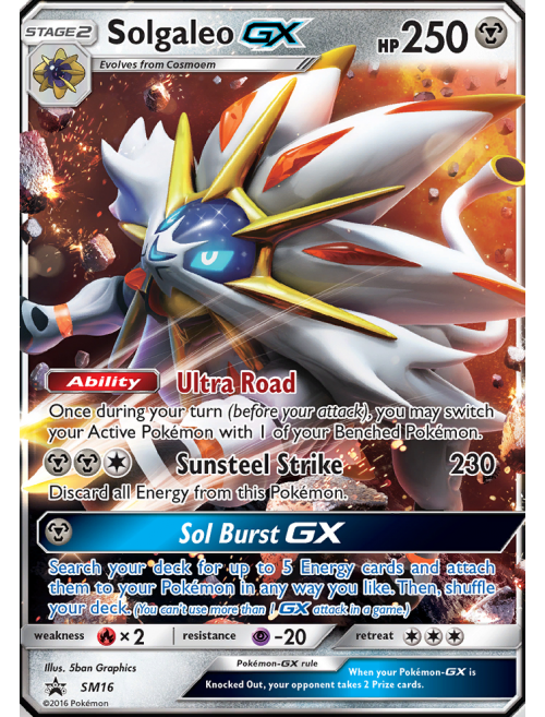 Card Solgaleo-GX SM16/156 da coleção SM Black Star Promos