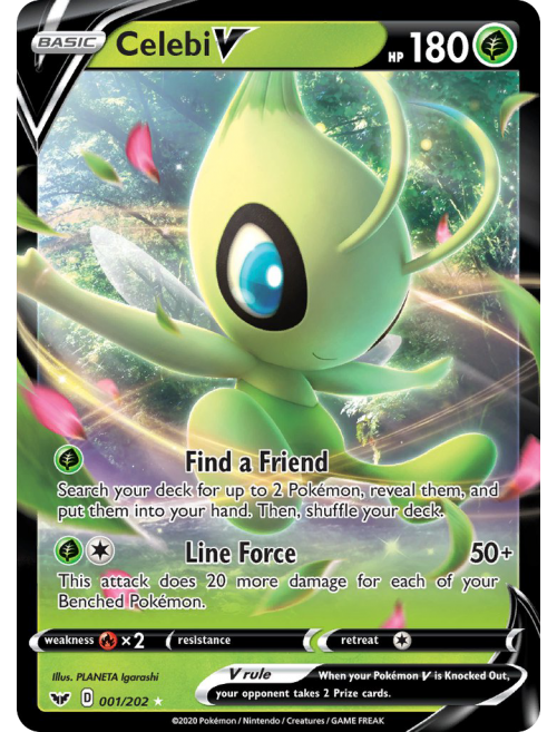 Carta Pokemon Lendarios Celebi V E Mew V +50 Cartas Original