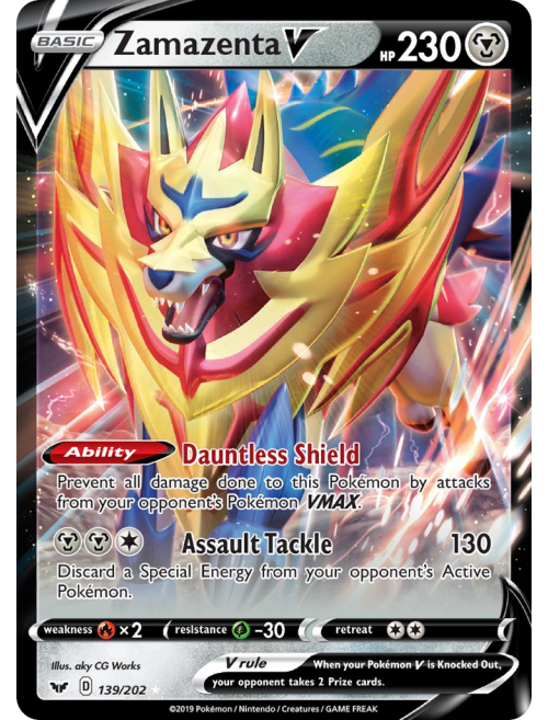 Original Carta Pokemon Lendaria ultra rara Zamazenta V em Promoção