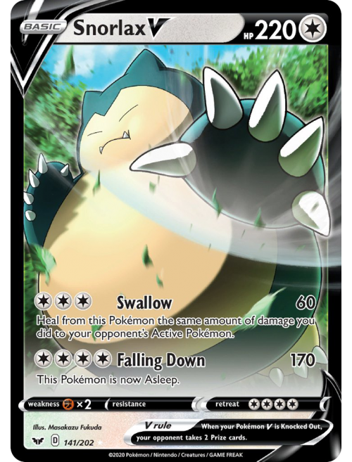 Original Carta Pokemon Lendaria ultra rara Snorlax V em Promoção