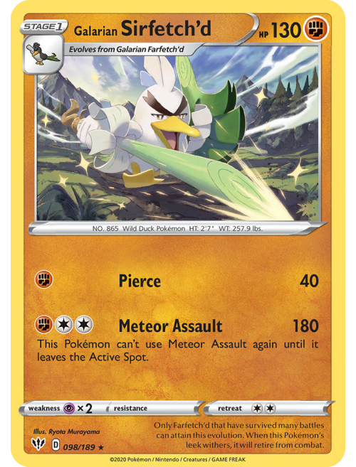 Card Galarian Sirfetch'd 98/189 da coleção Darkness Ablaze