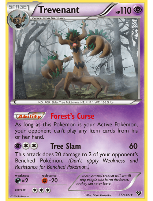 Trevenant (carta rara do tipo Psíquico/Fantasma)- Pokémon TCG Cards  (original em português)