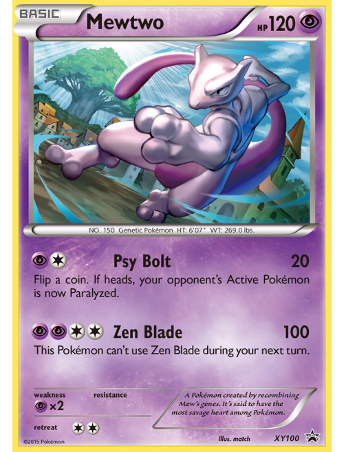 Card Mewtwo XY100/183 da coleção XY Black Star Promos